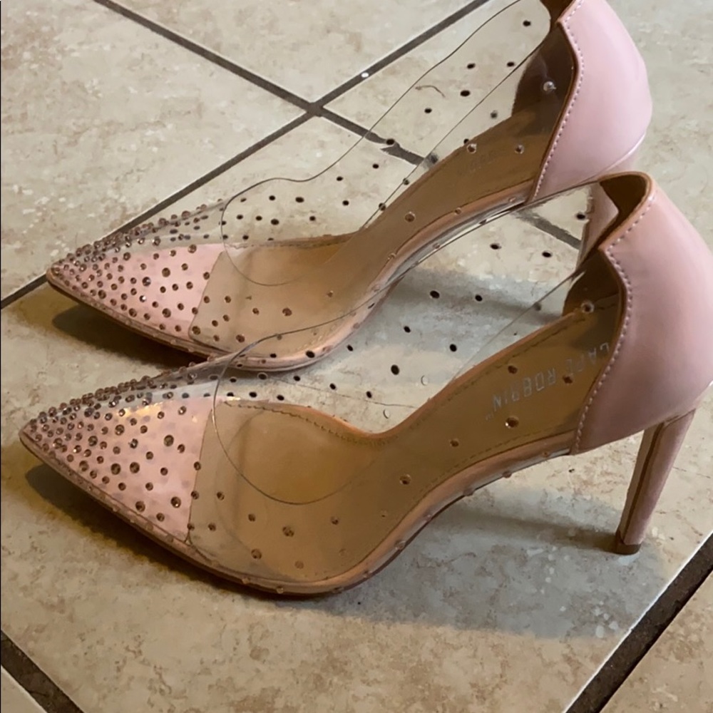 Pink studded anklet heel